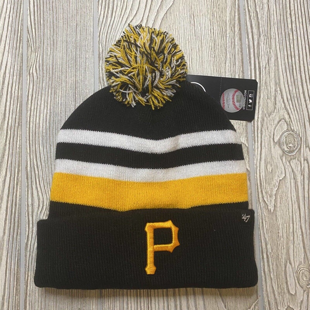 47 Brand Pittsburgh Pirates Logo Cuffed Pom Beanie Winter Hat One Size MLB New